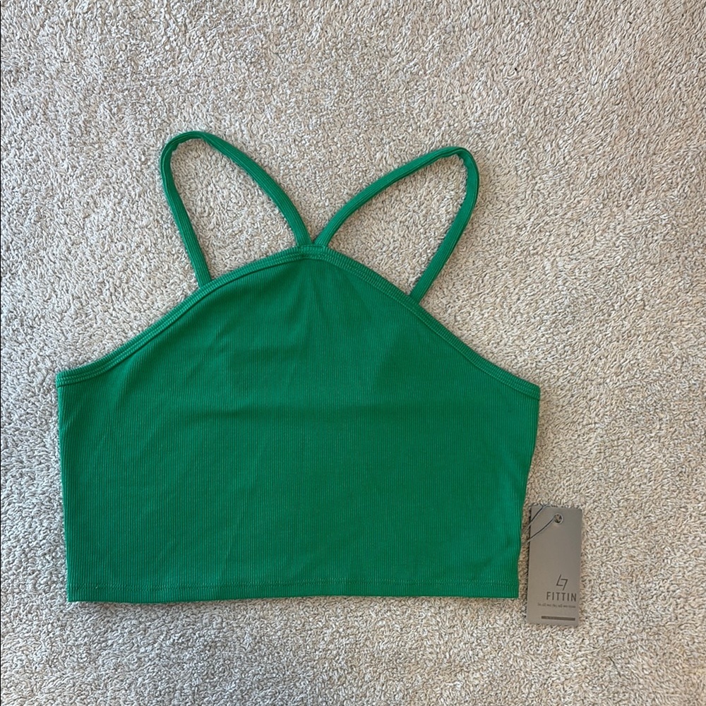Vibrant Green Fitted Sleeveless Crop Tank